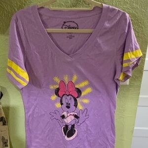 🌸🌸Disney Lavender Minnie Mouse Tee with Yellow Stripes